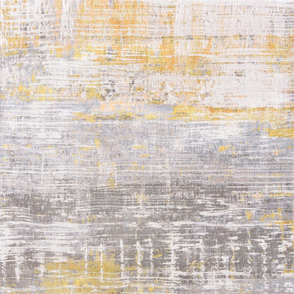 10' Gray And Yellow Abstract Runner Rug