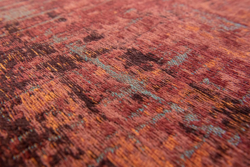 10' Gray And Red Abstract Runner Rug