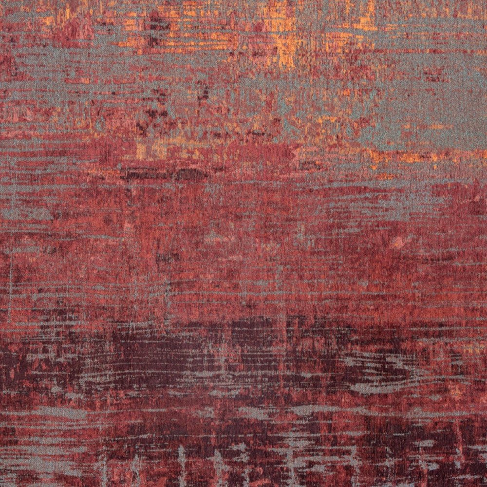 10' Gray And Red Abstract Runner Rug