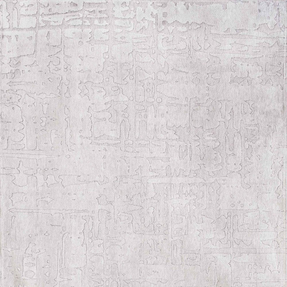 10' White Abstract Runner Rug