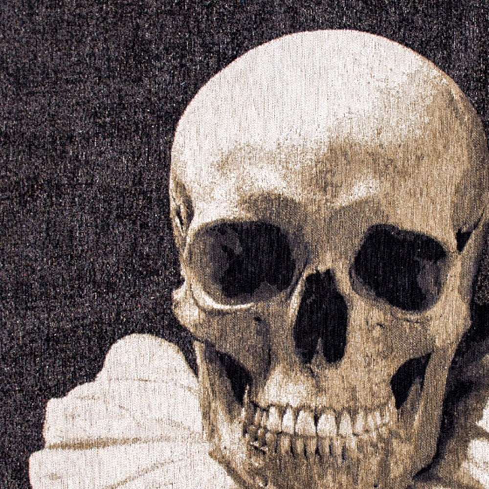 6' X 8' Black and White Funky Skull Non Skid Area Rug