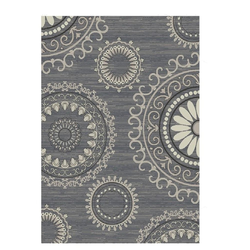 8' X 10' Gray and Ivory Geometric Area Rug