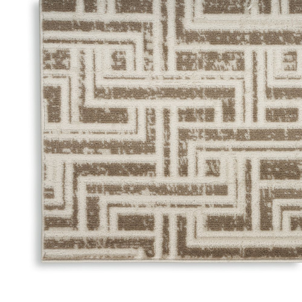 8' X 10' Brown Geometric Distressed Area Rug