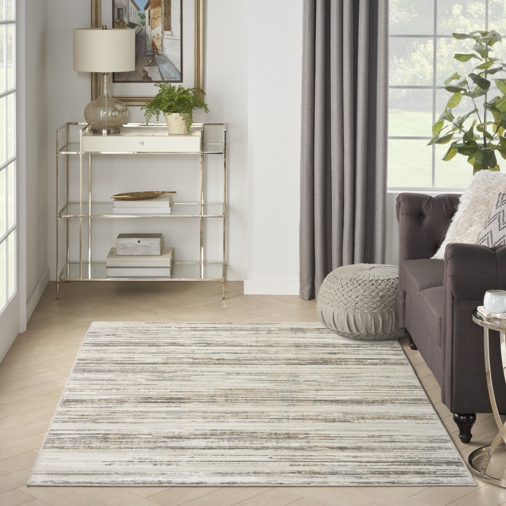 4' X 6' Cream Abstract Distressed Area Rug