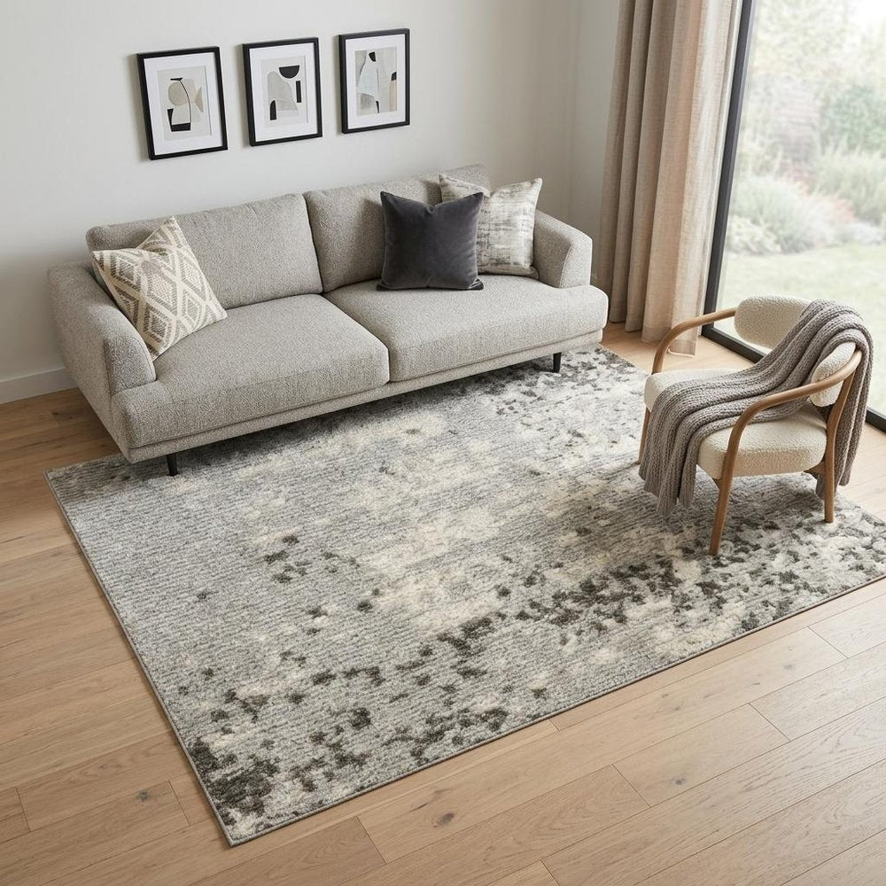 5' X 7' Cream Abstract Area Rug