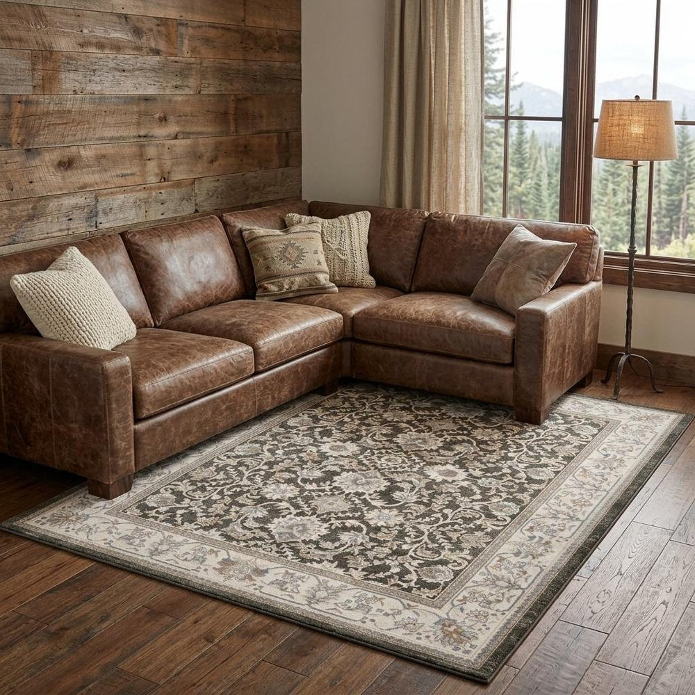 8' X 10' Gray Floral Distressed Area Rug