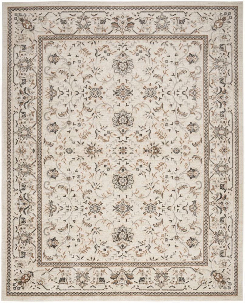 5' X 7' Cream Floral Distressed Area Rug