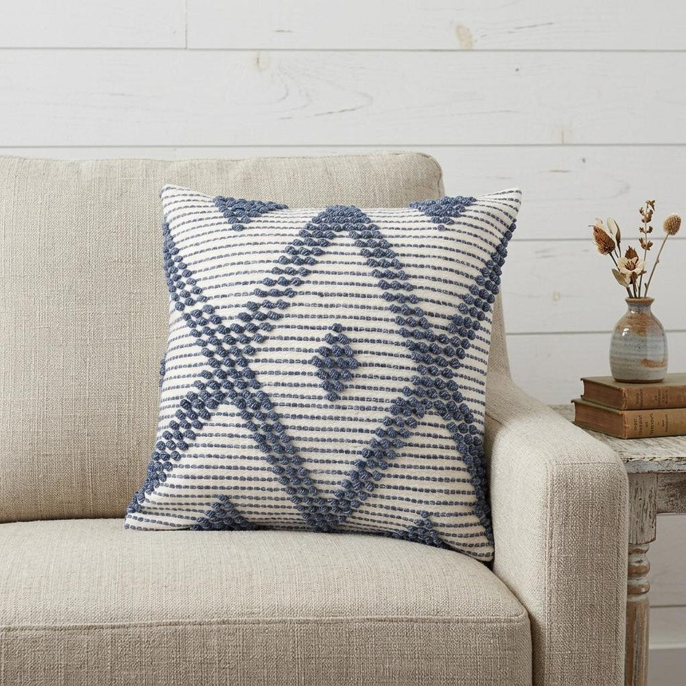 20" Blue Geometric Throw Pillow