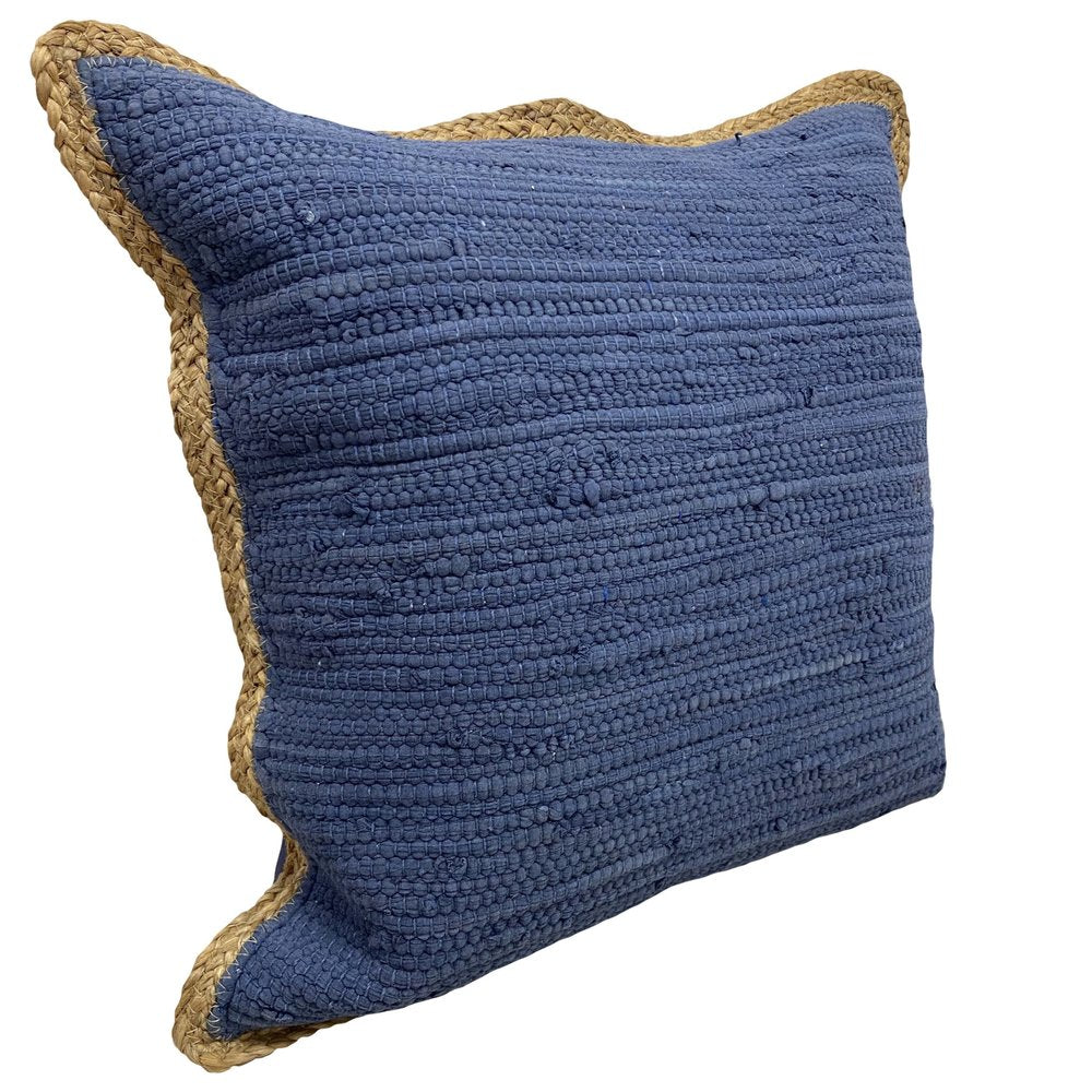Set of Two 20" Gray And Natural Cotton And Jute Throw Pillows