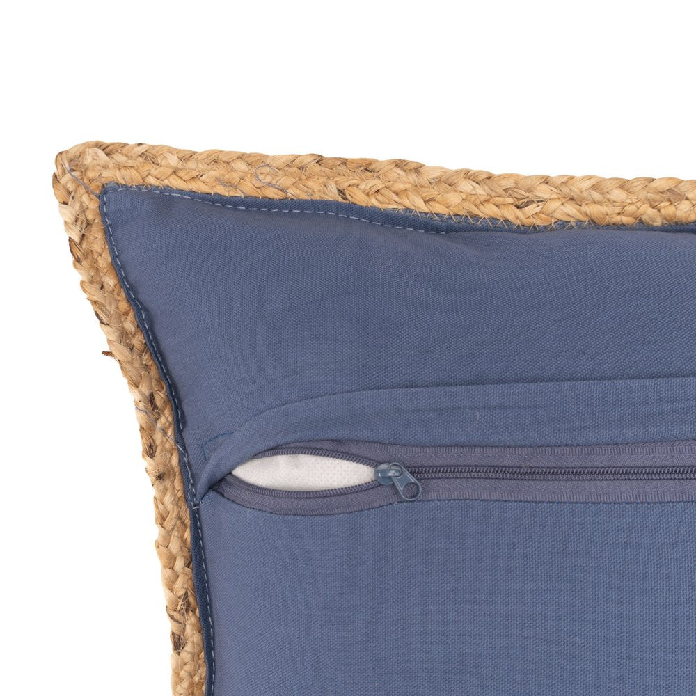 Set of Two 20" Gray And Natural Cotton And Jute Throw Pillows