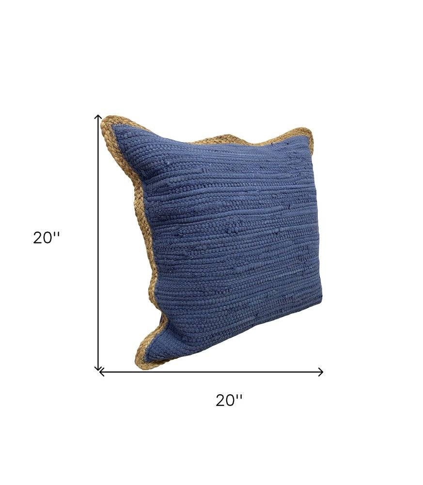 Set of Two 20" Gray And Natural Cotton And Jute Throw Pillows