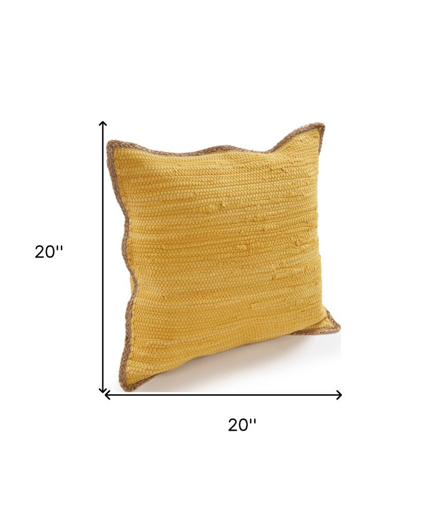 Set of Two 20" Gray And Natural Cotton And Jute Throw Pillows