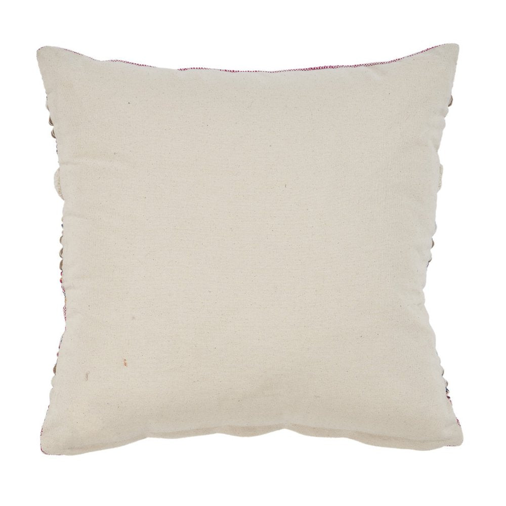 Set of Two Pink Striped Cotton Throw Pillows With Fringe
