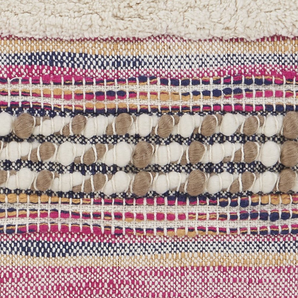 Set of Two Pink Striped Cotton Throw Pillows With Fringe
