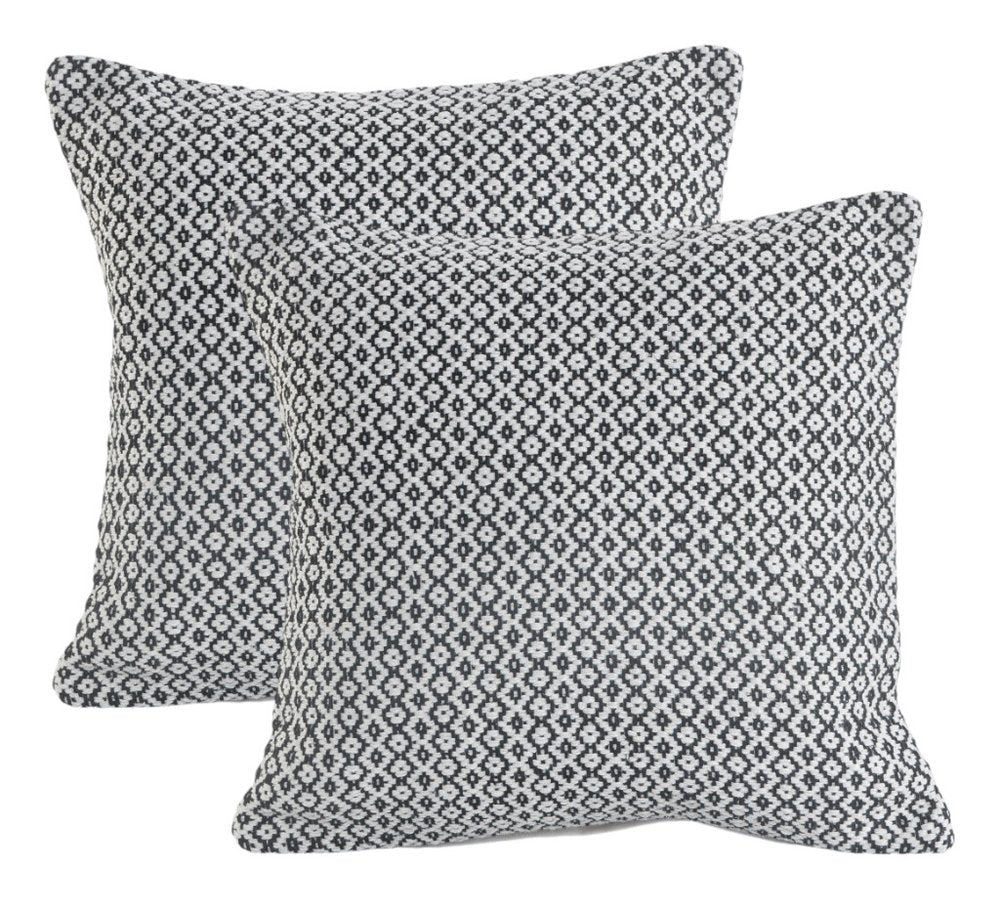 Set of Two Blue Chevron Cotton Throw Pillows