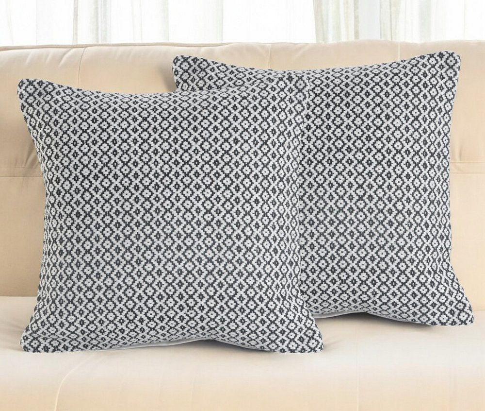 Set of Two Blue Chevron Cotton Throw Pillows