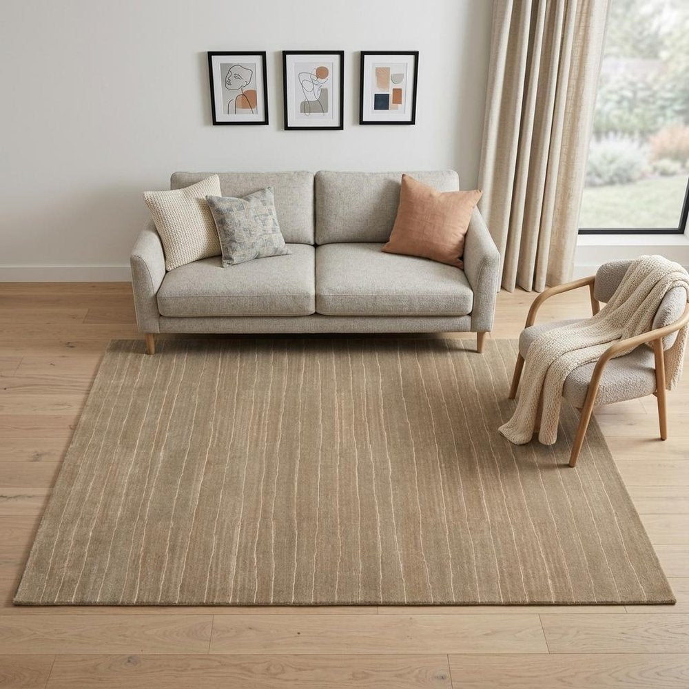 5' X 8' Beige Wool Abstract Hand Loomed Area Rug