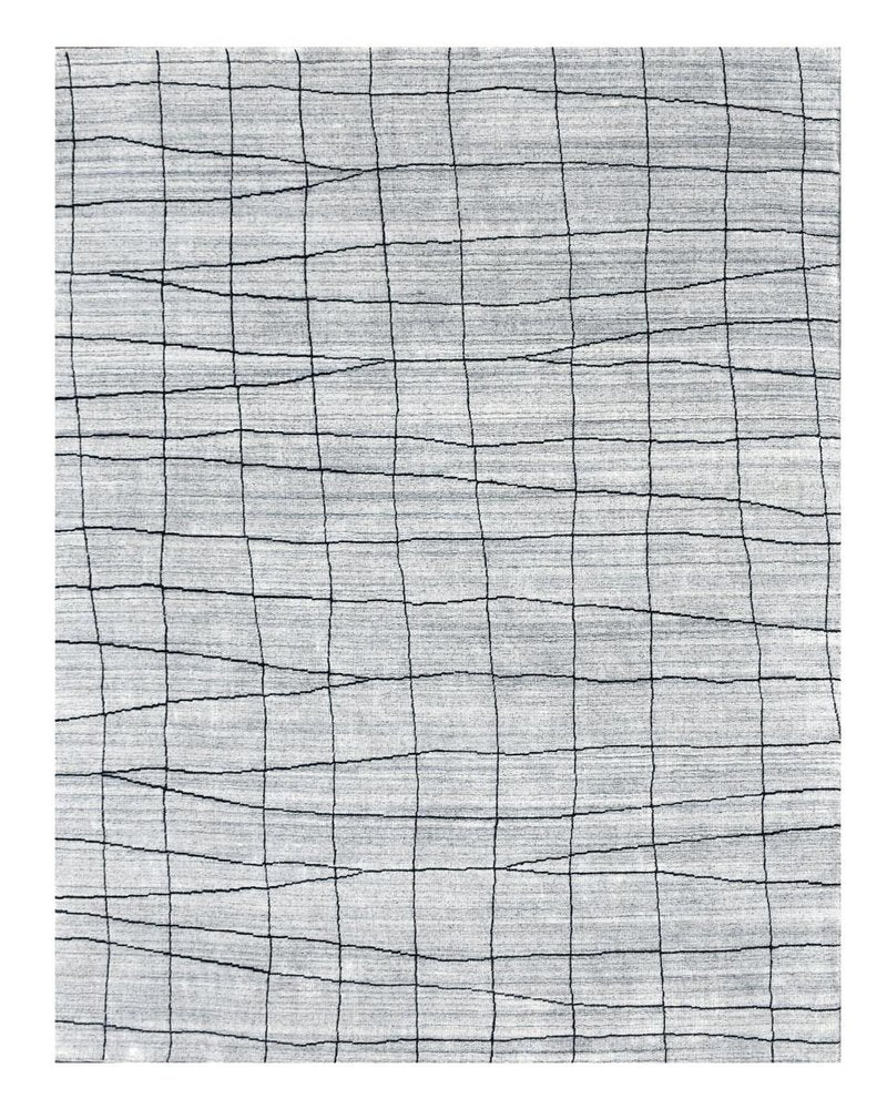 6' X 9' Gray and Black Wool Abstract Geometric Hand Loomed Area Rug
