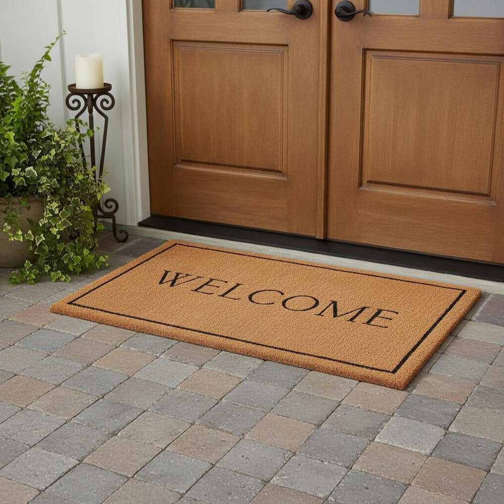 30" X 48" Natural and Black Coir Welcome Outdoor Door Mat