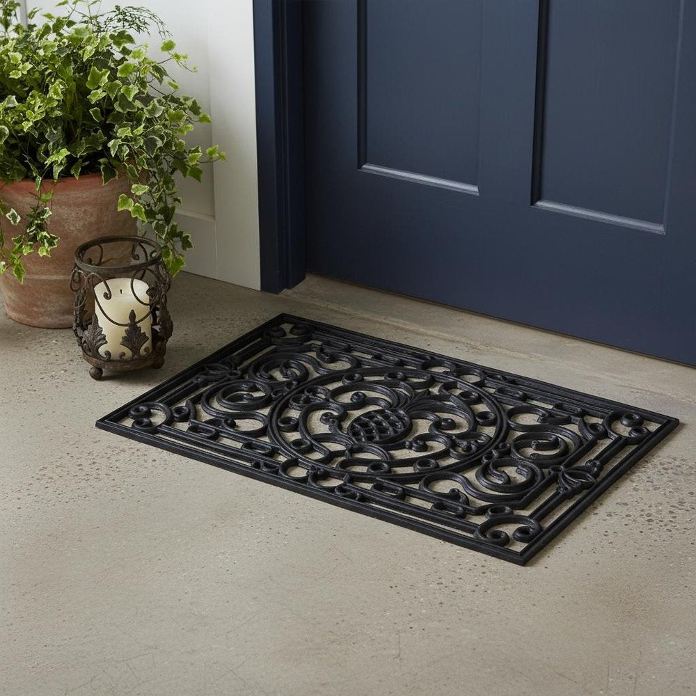 18" X 30" Black Rubber Pineapple Outdoor Door Mat