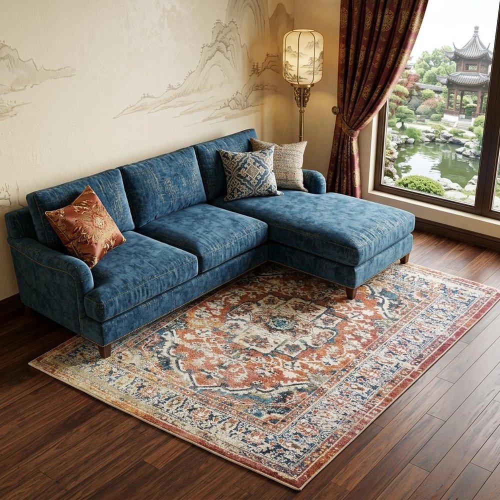 9' X 13' Rust Oriental Distressed Area Rug With Fringe