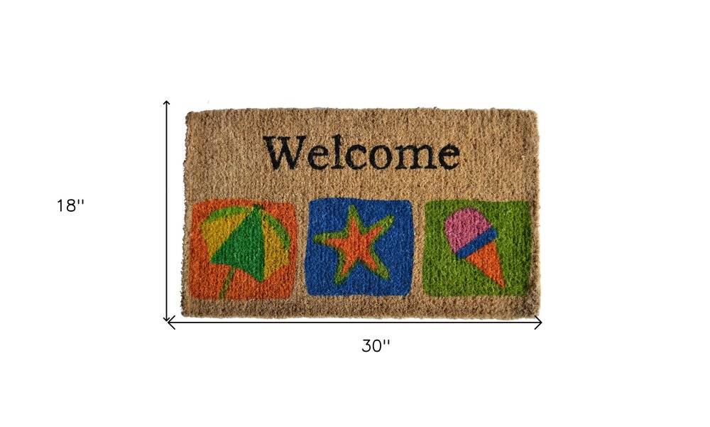 18" X 30" Brown Coir Star Welcome Outdoor Summer Door Mat