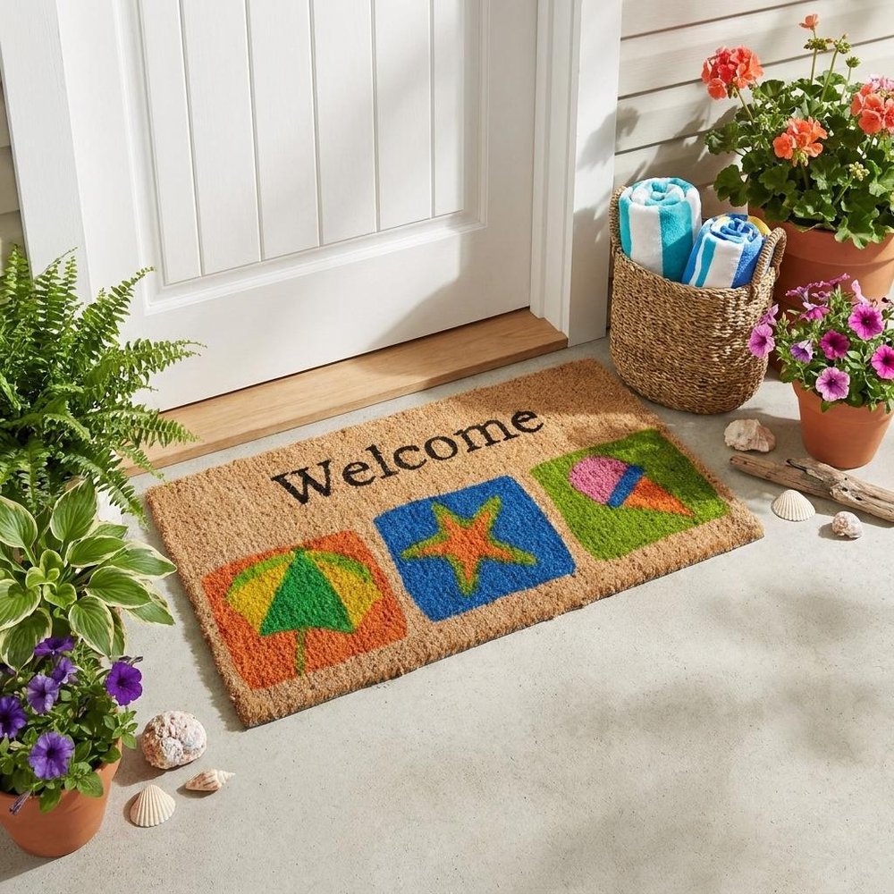 18" X 30" Brown Star Welcome Outdoor Coir Door Mat
