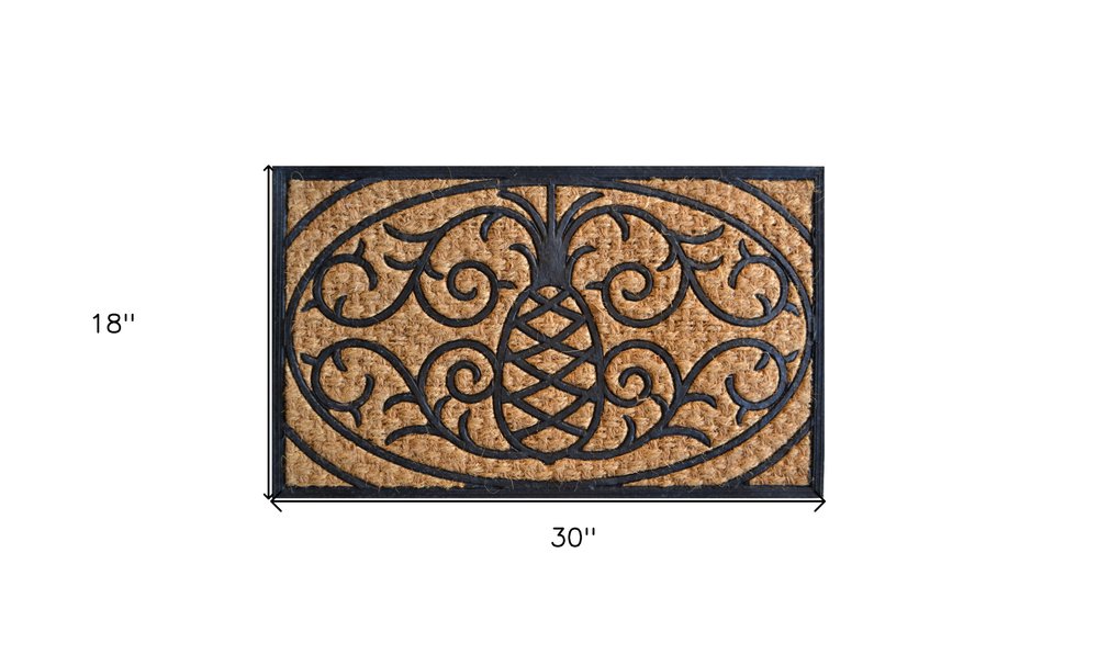 18" X 30" Brown and Black Rubber Pineapple Outdoor Door Mat