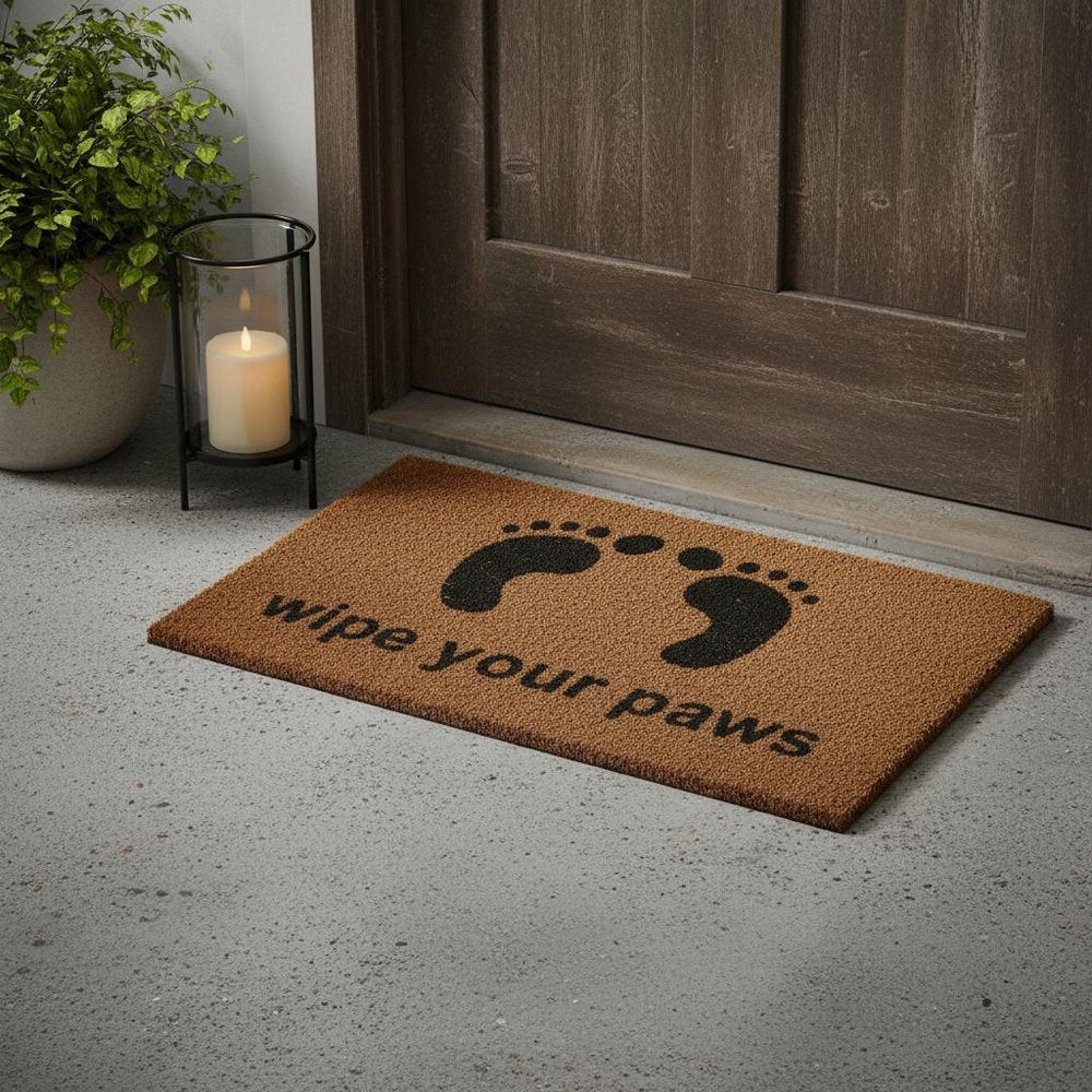 18" X 30" Brown and Black Coir Wipe Your Paws Outdoor Door Mat