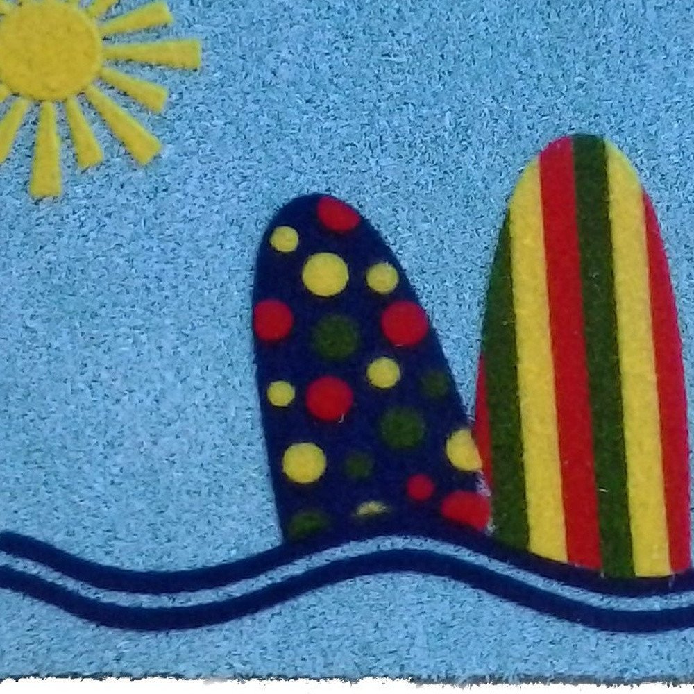 18" X 30" Blue and Green Coir Tropical Outdoor Door Mat