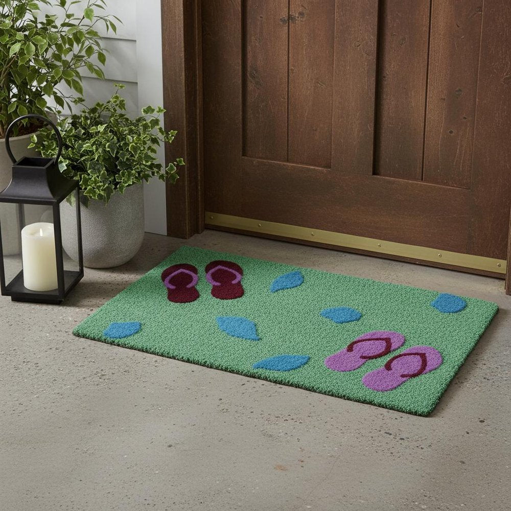 18" X 30" Green Coir Flip Flop Outdoor Door Mat