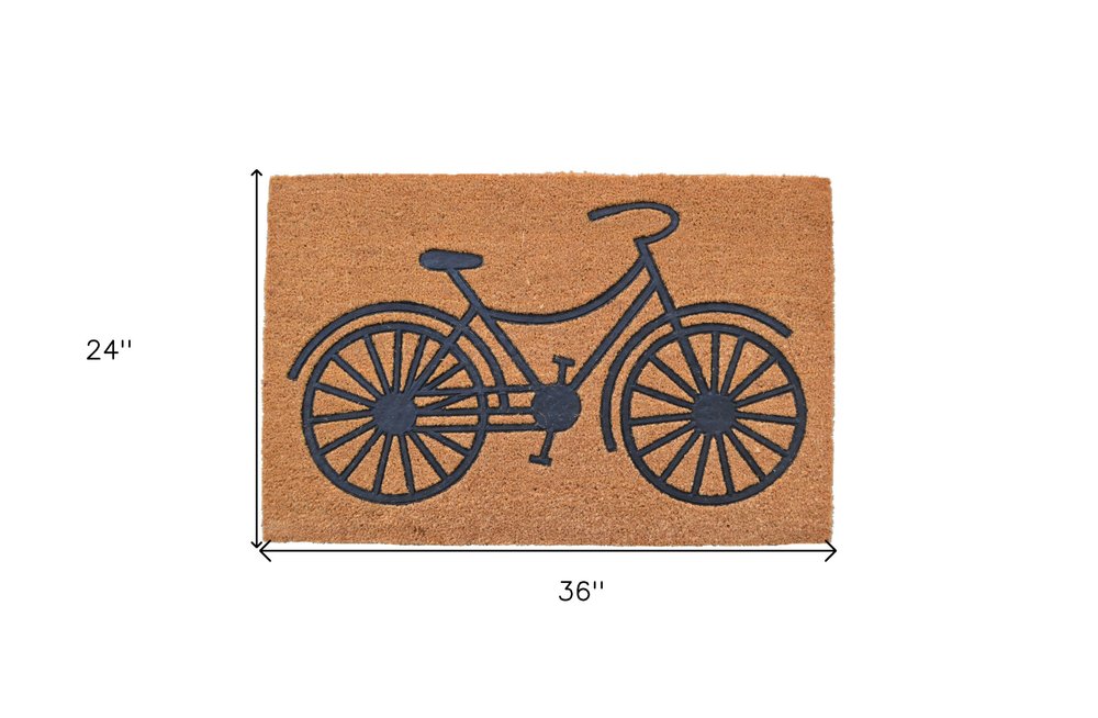 24" X 36" Brown and Black Coir Bicycle Outdoor Door Mat