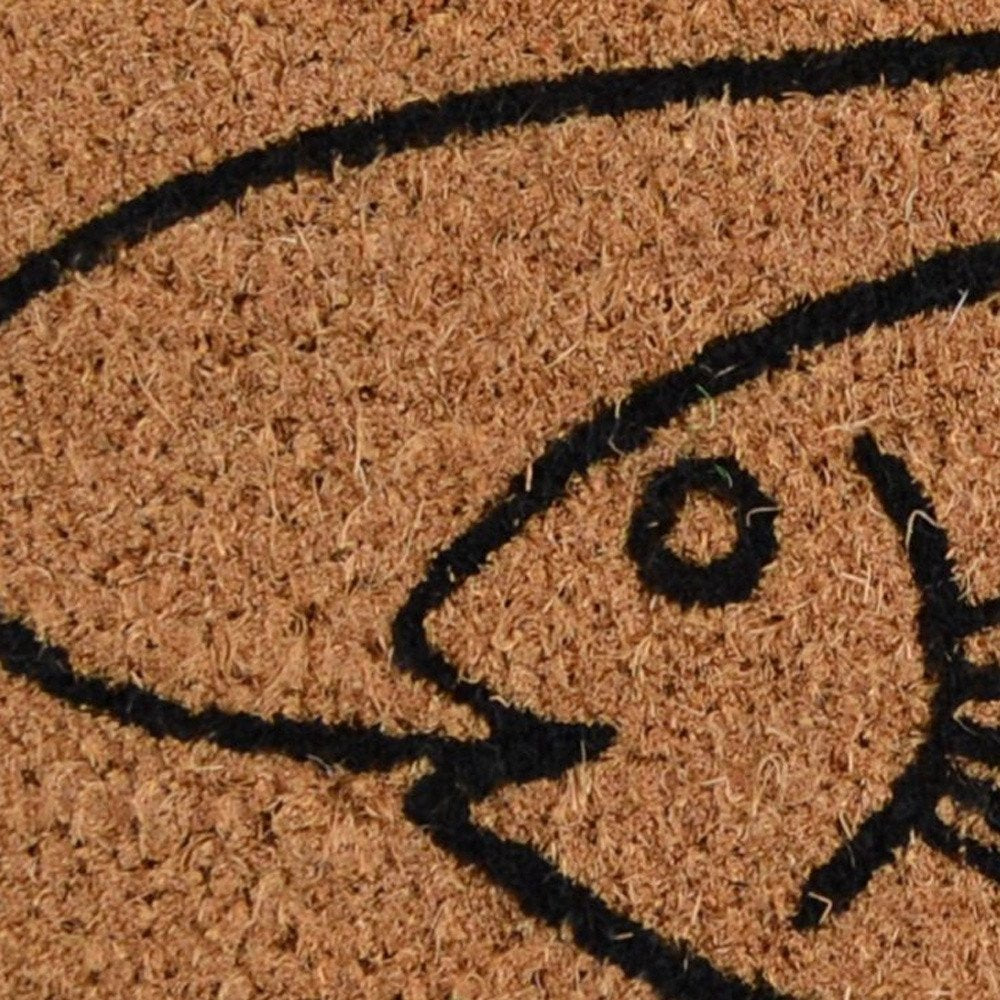 18" X 30" Brown and Black Coir Fish Outdoor Door Mat