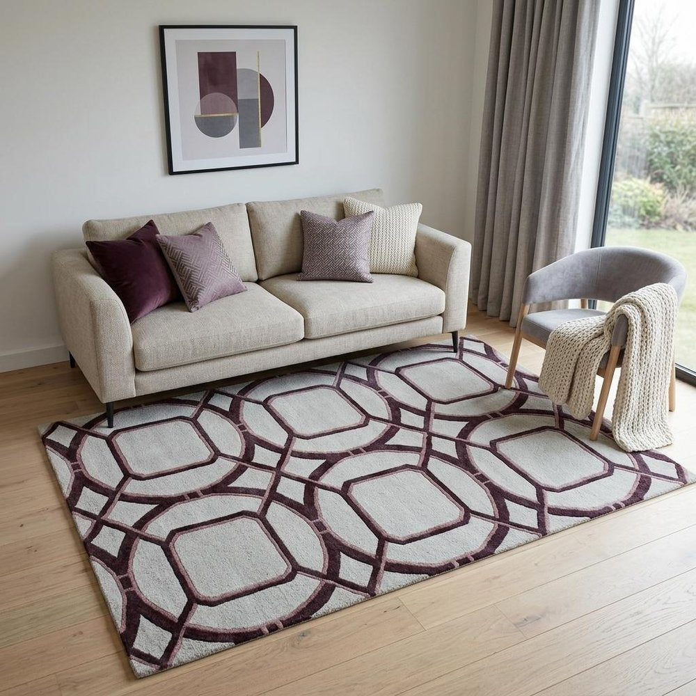5' X 8' Silver Abstract Geometric Hand Tufted Non Skid Area Rug