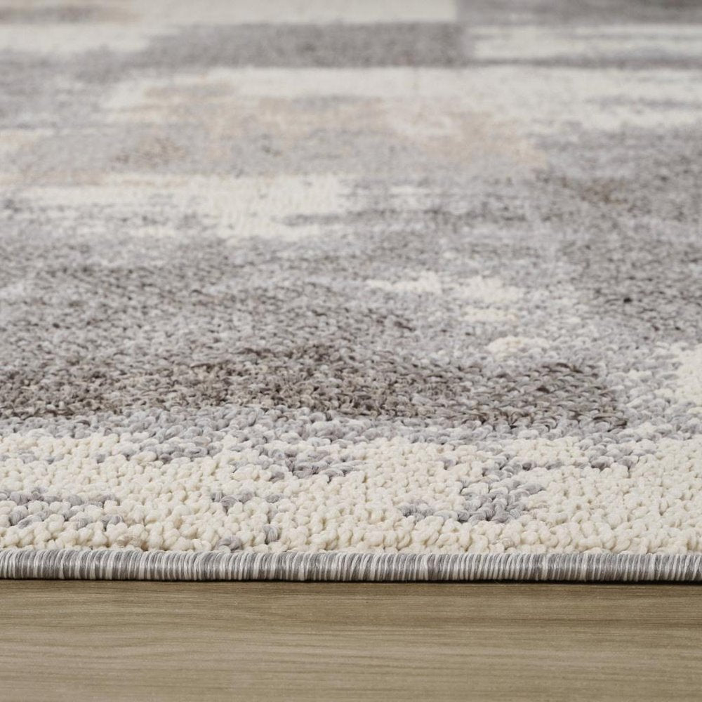 7' X 10' Gray and Beige Abstract Distressed Area Rug