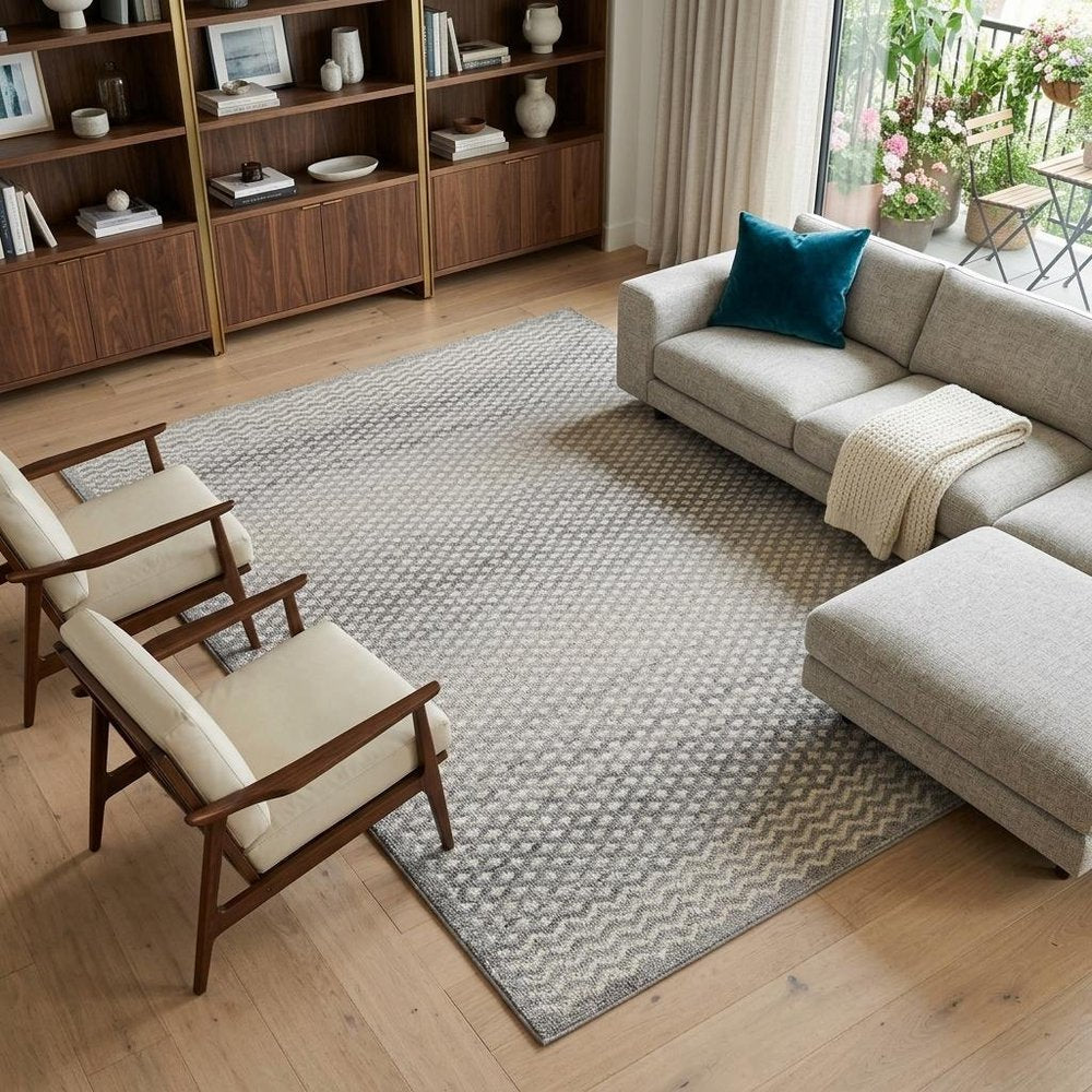 8' X 11' Gray and Beige Moroccan Distressed Area Rug