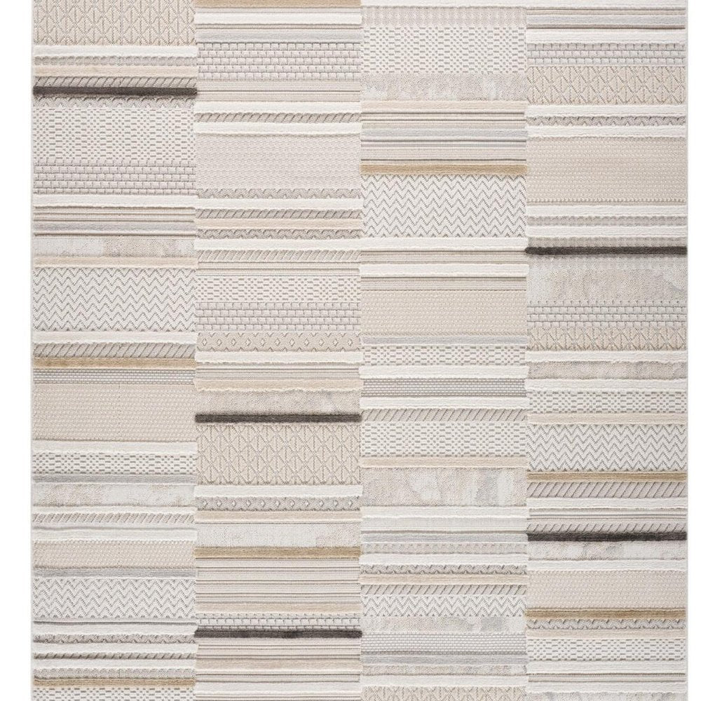 4' X 6' Gray and Beige Abstract Distressed Area Rug
