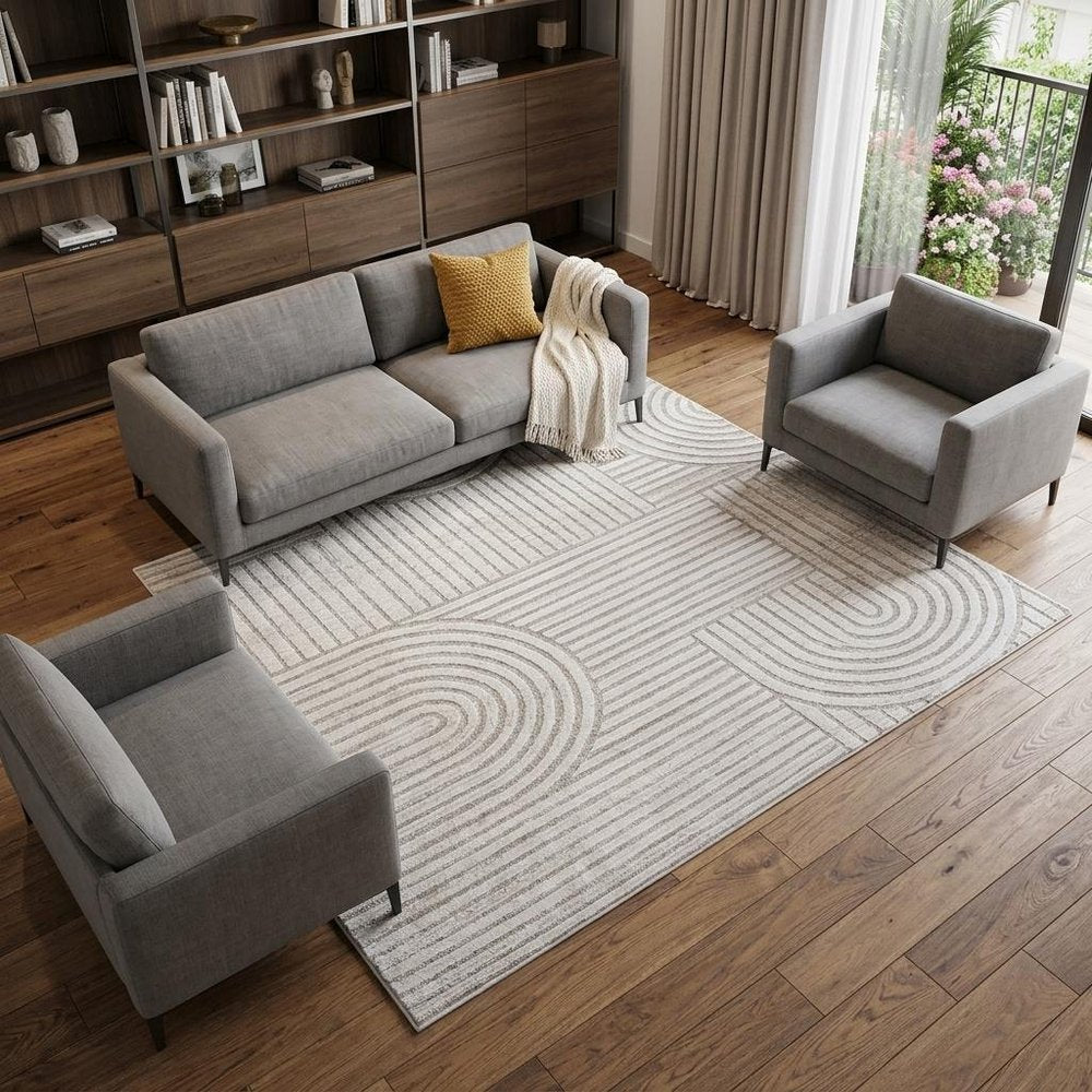 8' X 11' Gray and Ivory Abstract Distressed Area Rug