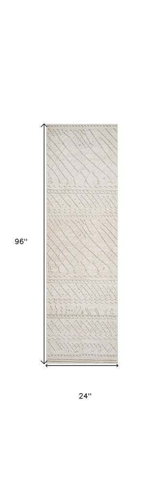8' Gray And Beige Abstract Distressed Runner Rug