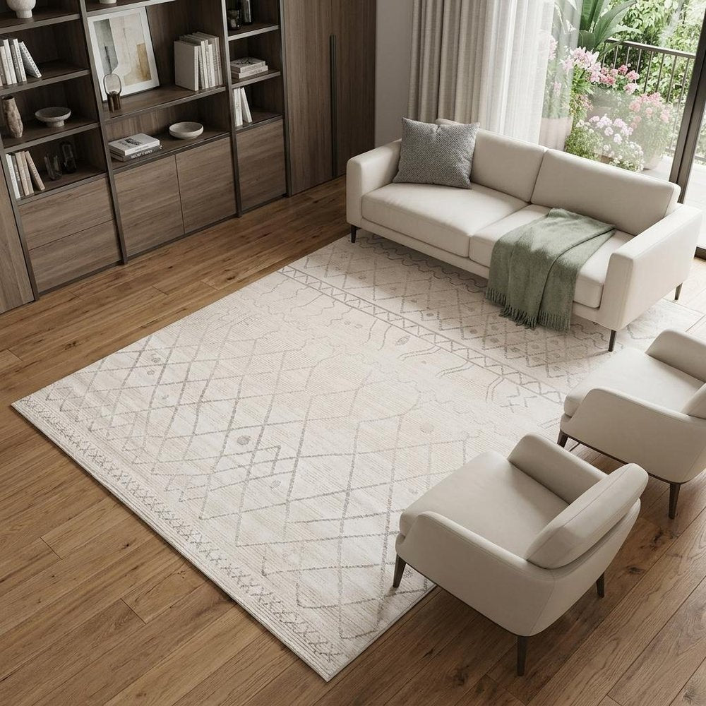 8' X 11' Gray and Beige Abstract Distressed Area Rug
