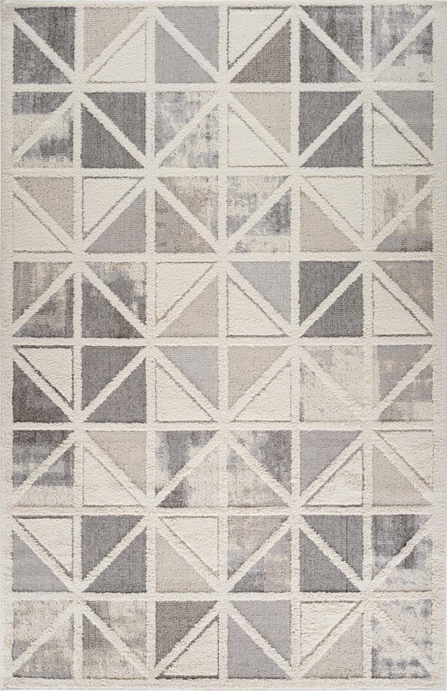 4' X 6' Gray and Cream Geometric Distressed Area Rug