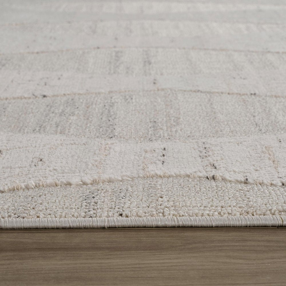 4' X 6' Cream and Beige Geometric Distressed Area Rug