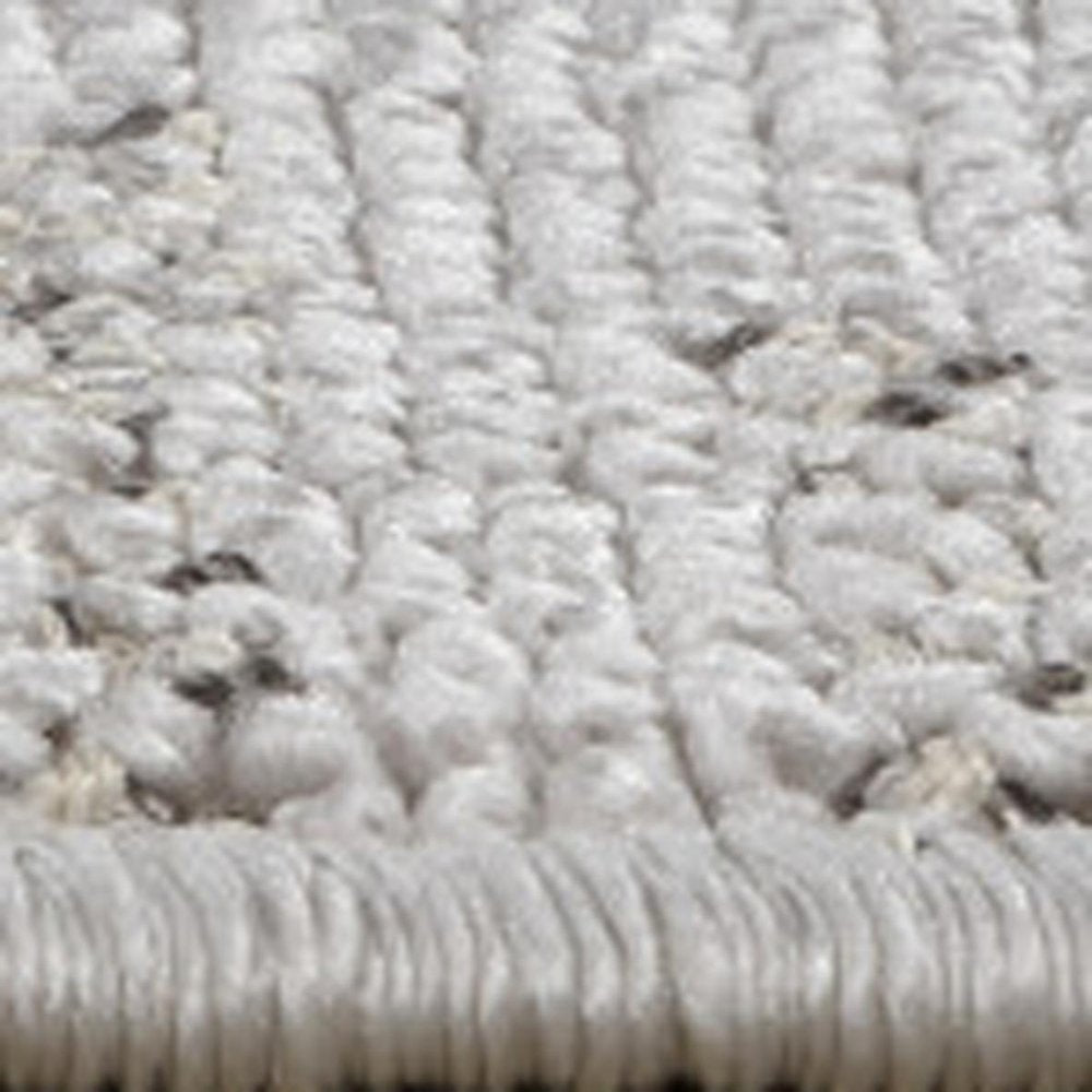 8' Gray And Ivory Geometric Distressed Runner Rug