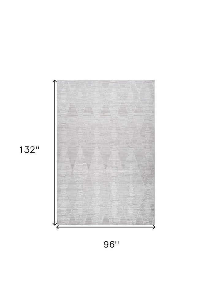 8' X 11' Gray and Ivory Geometric Distressed Area Rug