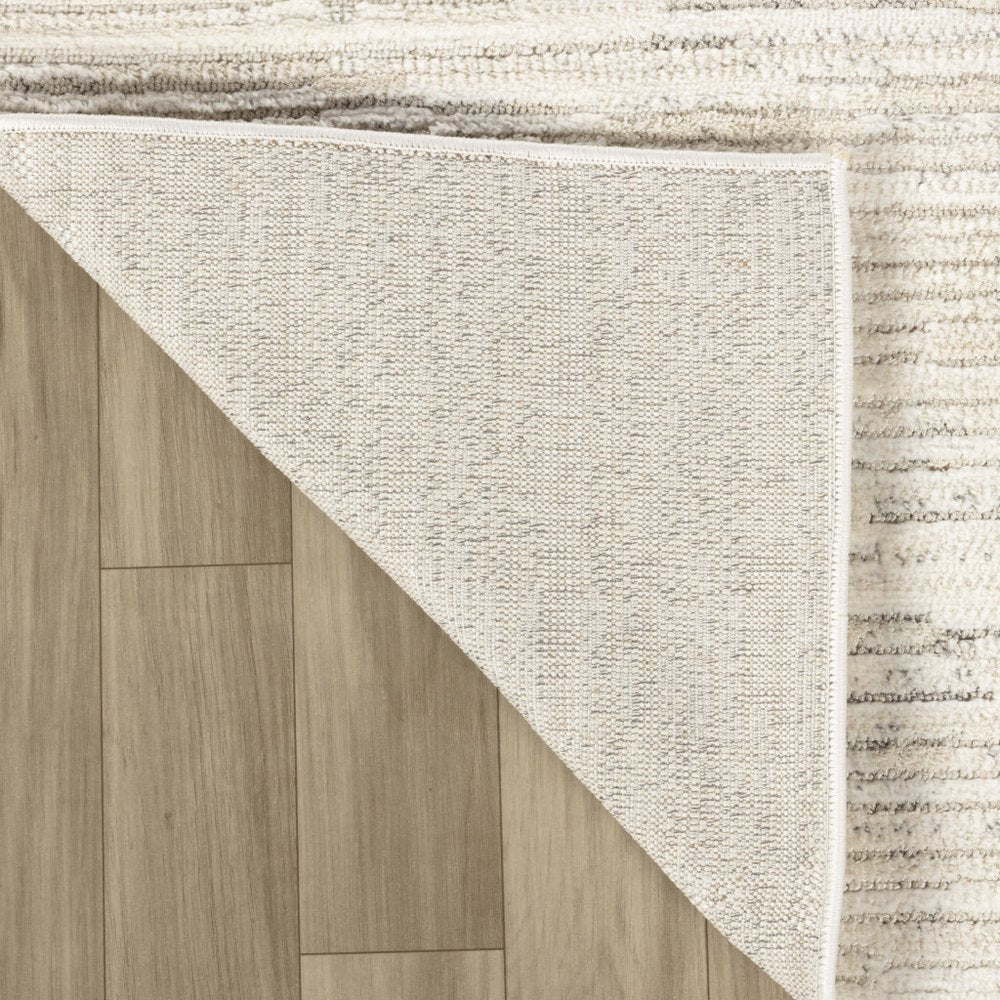 2' X 5' Gray and Beige Geometric Distressed Area Rug