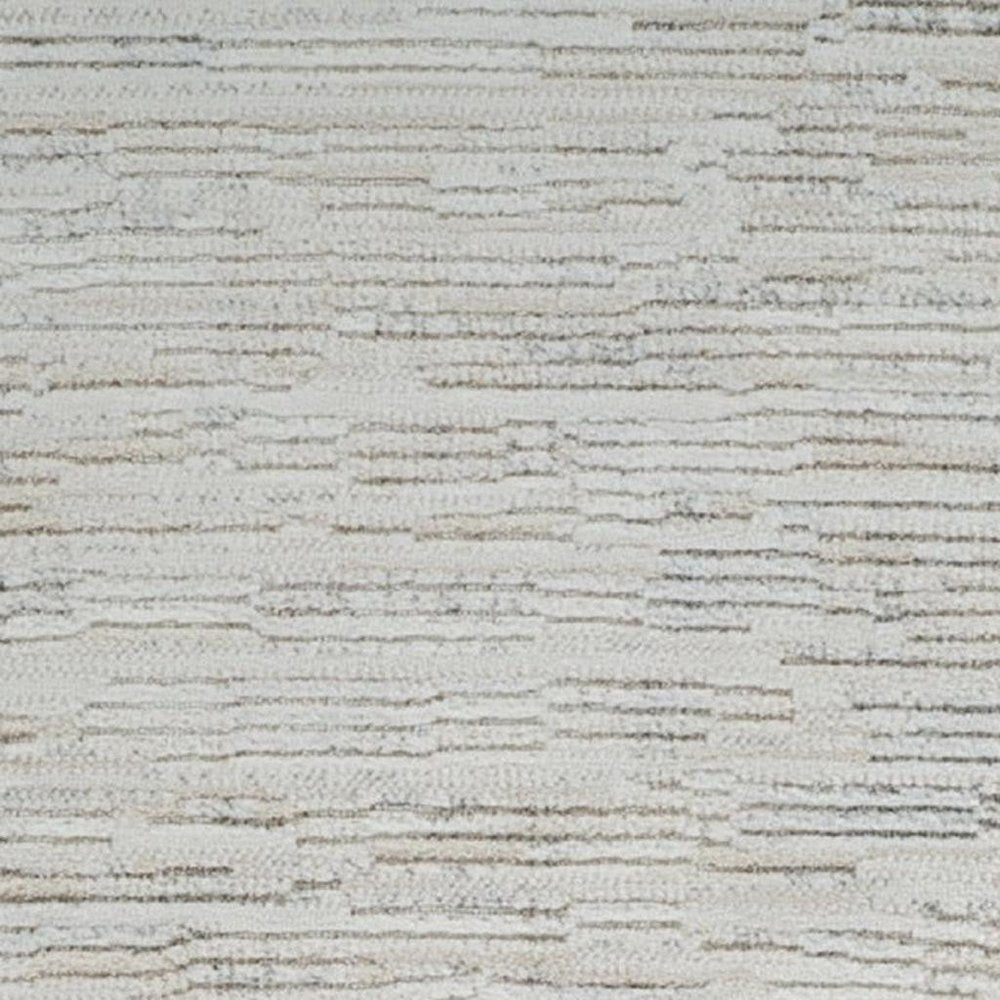 8' Gray And Beige Geometric Distressed Runner Rug