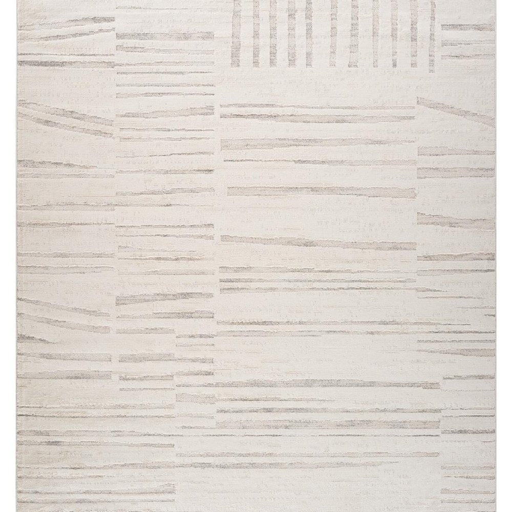 5' X 8' Gray and Beige Geometric Distressed Area Rug