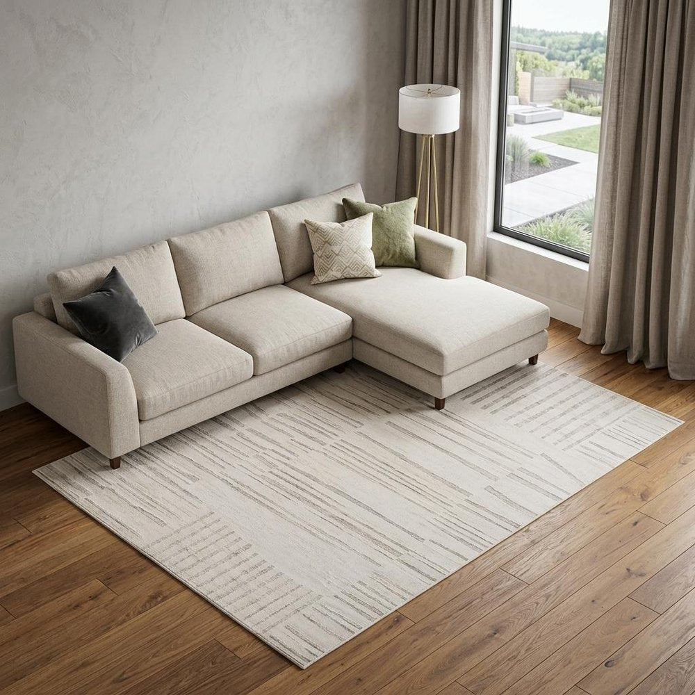 8' X 11' Gray and Beige Geometric Distressed Area Rug