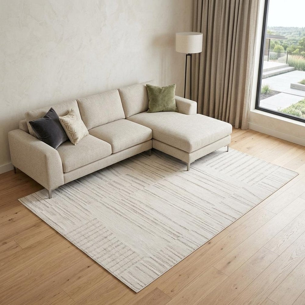 8' X 11' Gray and Beige Geometric Distressed Area Rug