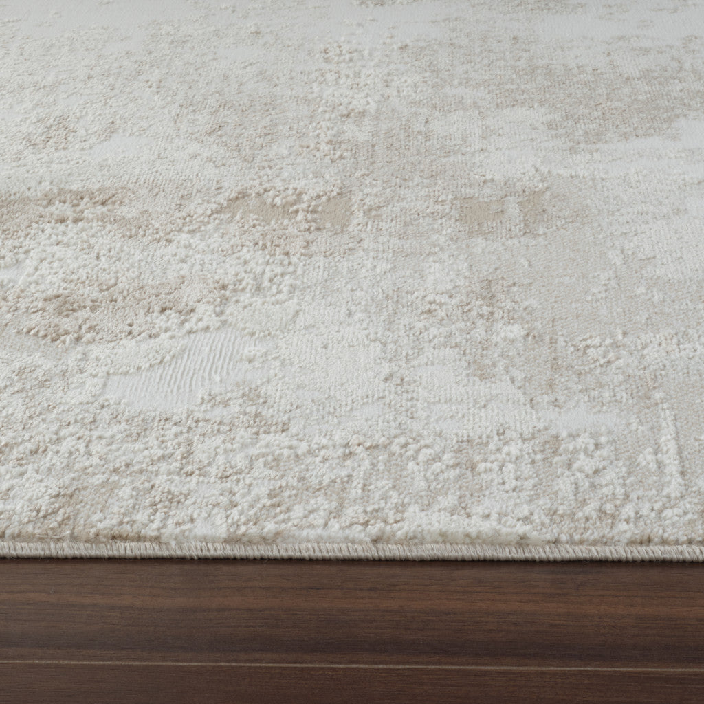 8' X 11' Cream and Beige Abstract Distressed Area Rug